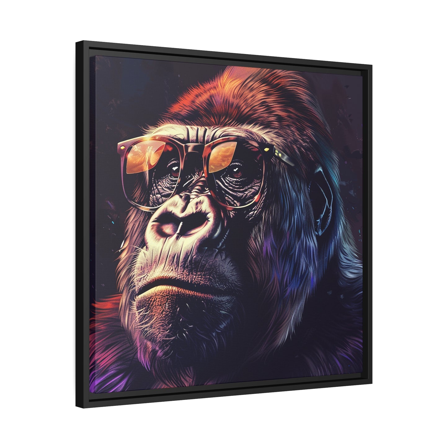 Pensive Gorilla - framed square canvas