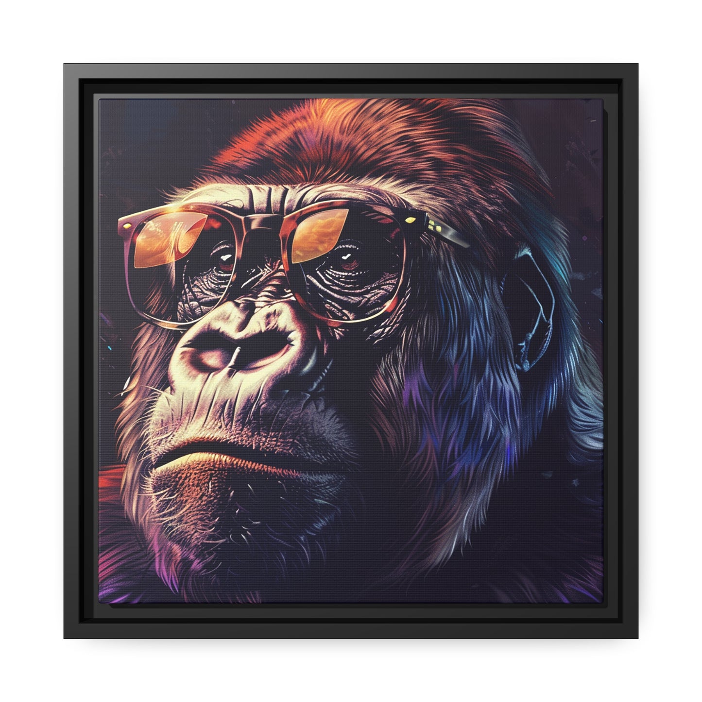 Pensive Gorilla - framed square canvas